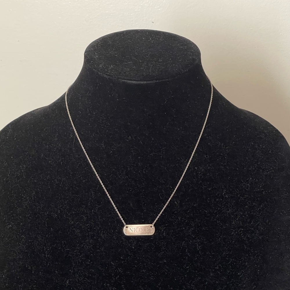 Stella & Dot Sterling silver 925 Name Plate "Nicole" bar necklace. Personalized